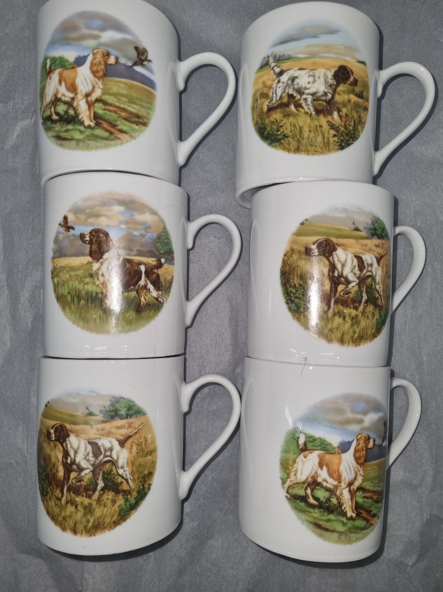 Coffret de 6 Mugs en Porcelaine Décor Chien de Chasse