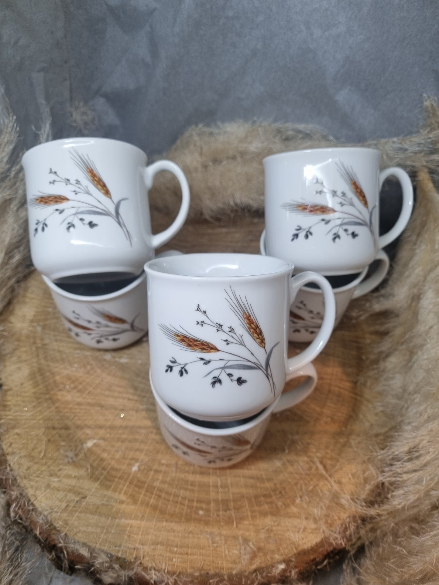 6 Tasses à café en Porcelaine Décor EPIS DE BLE