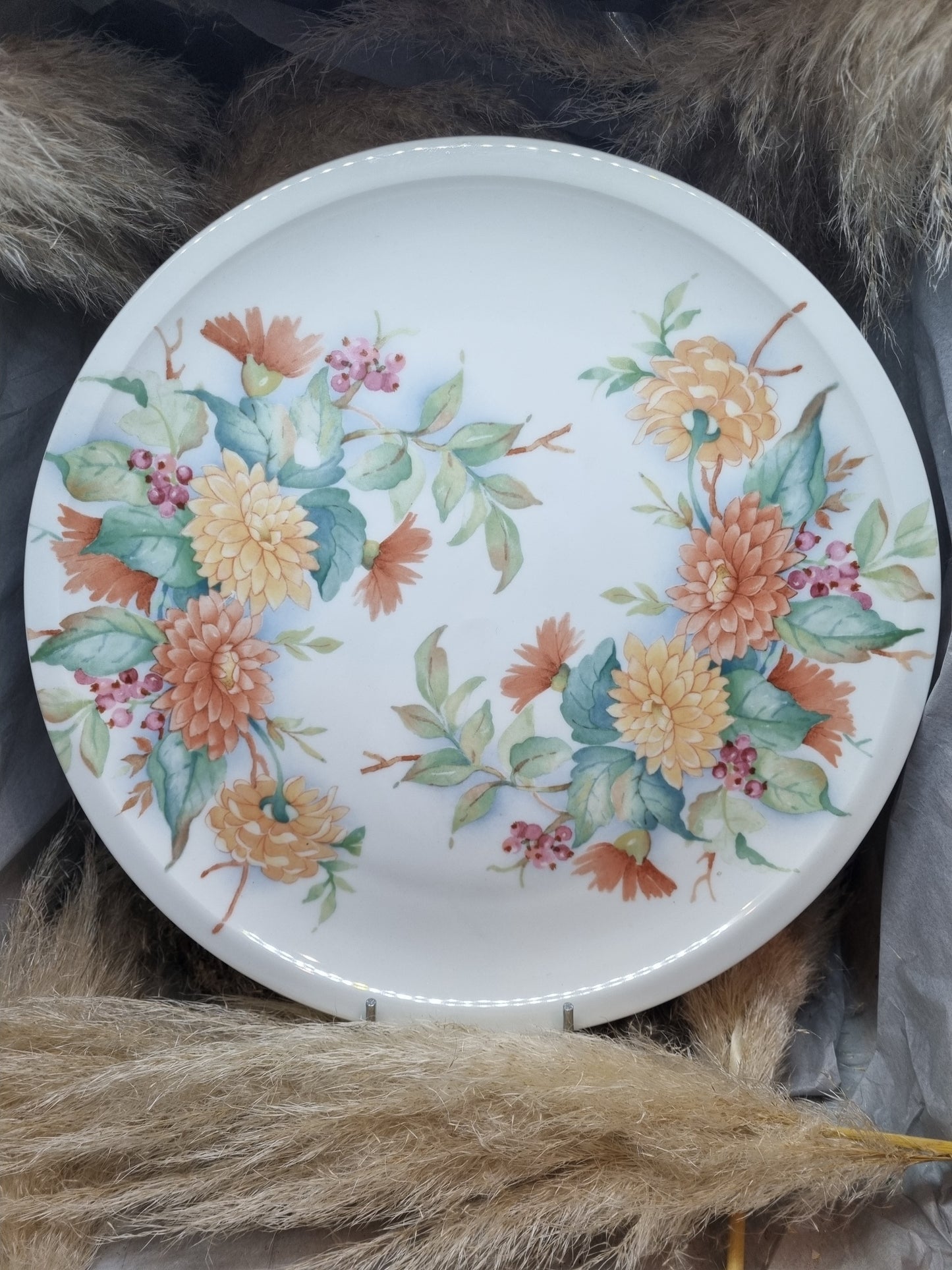 Plat à Tarte en Porcelaine Décor Fleur