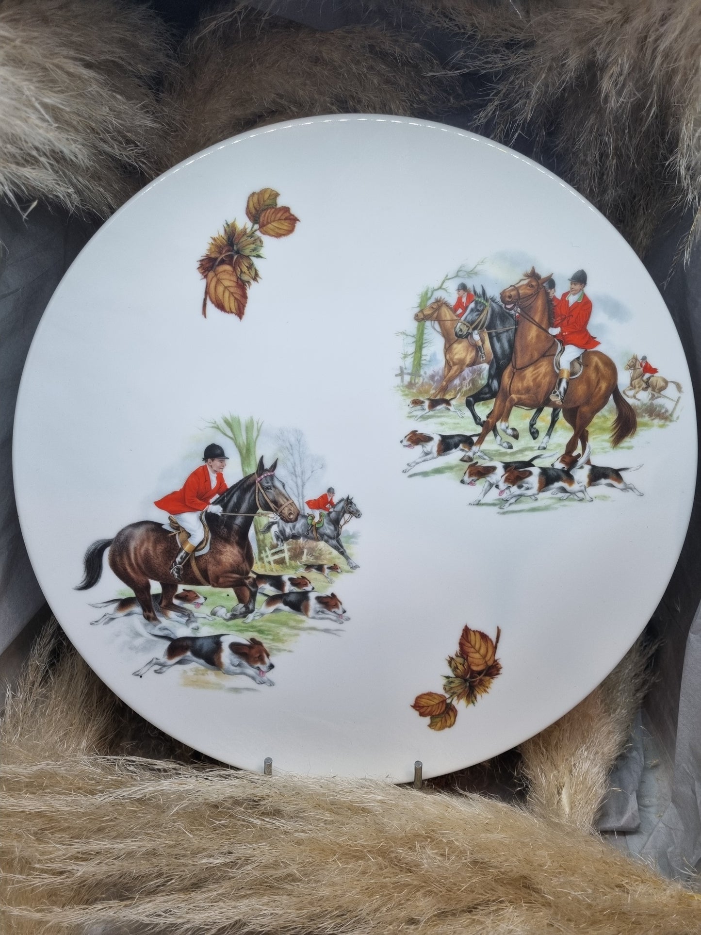 Plat à Tarte en Porcelaine Décor Chasse à courre