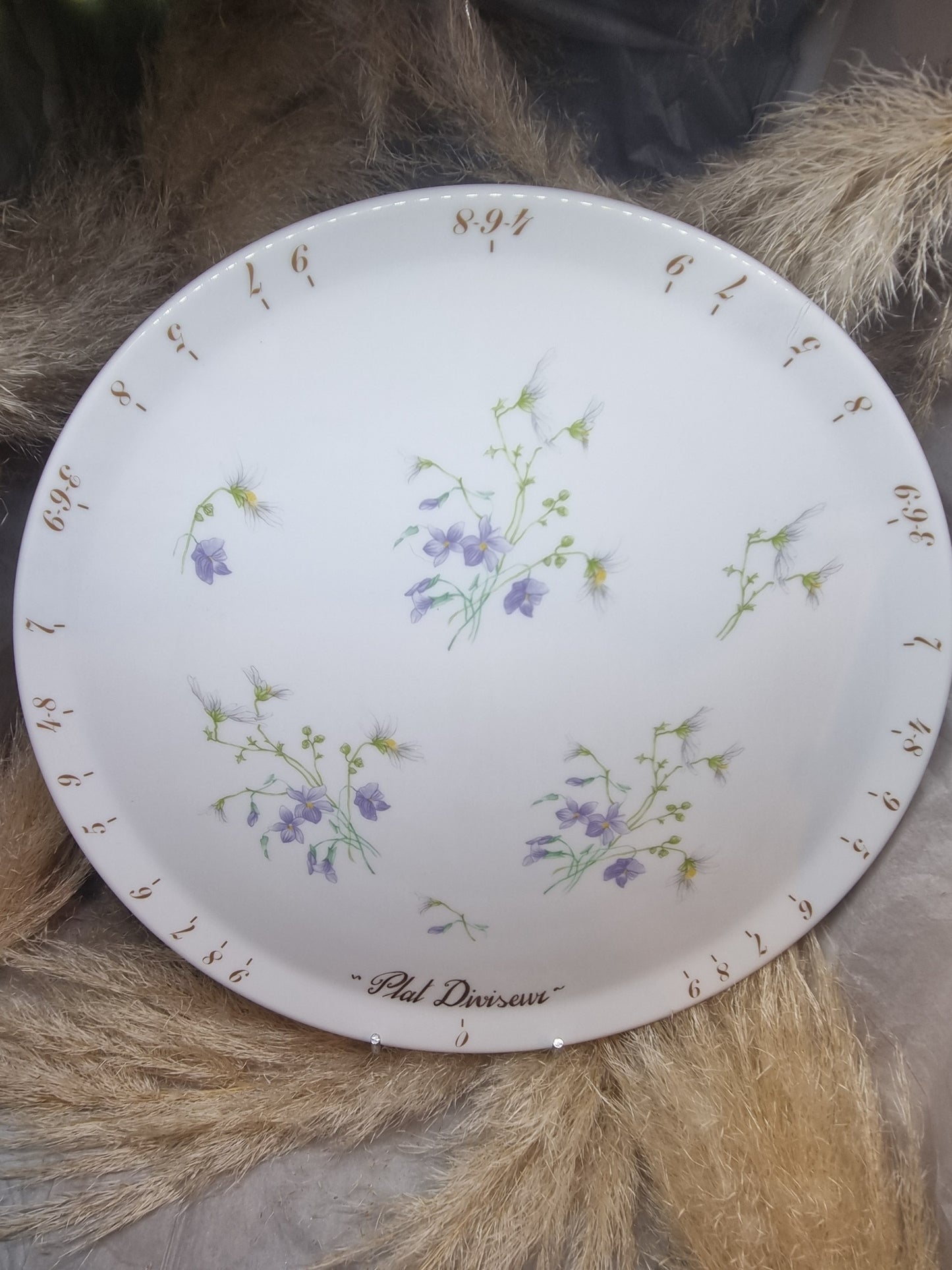Plat à Tarte Diviseur en Porcelaine Décor violette