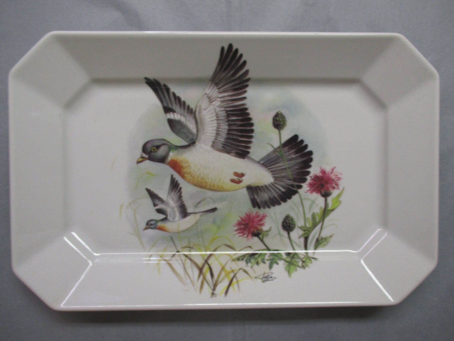 Grand Plat Rectangle Décor Pigeon