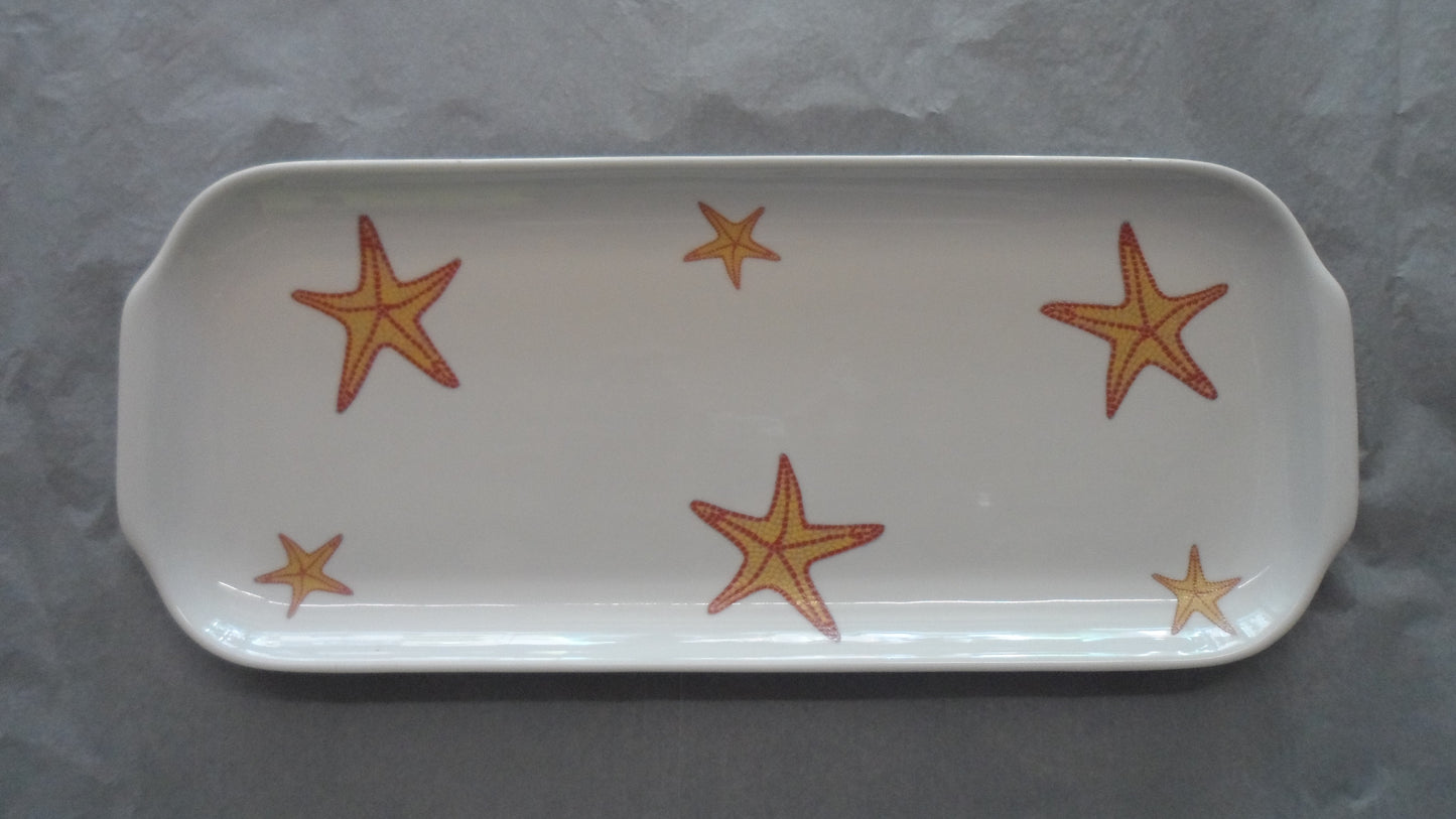 Plat à Cake en Porcelaine Décor ETOILE DE MER