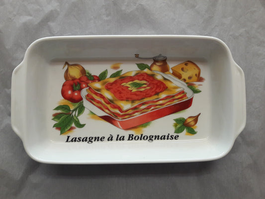 Plat à Rôtir en Porcelaine Décor LASAGNE