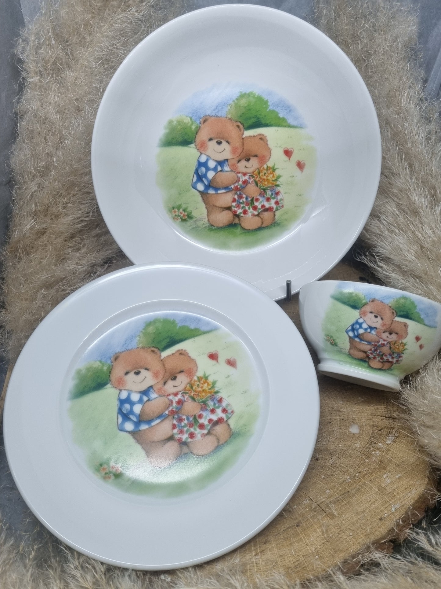 Assiette Calotte + Assiette Dessert + Bol Enfant Décor Nounours