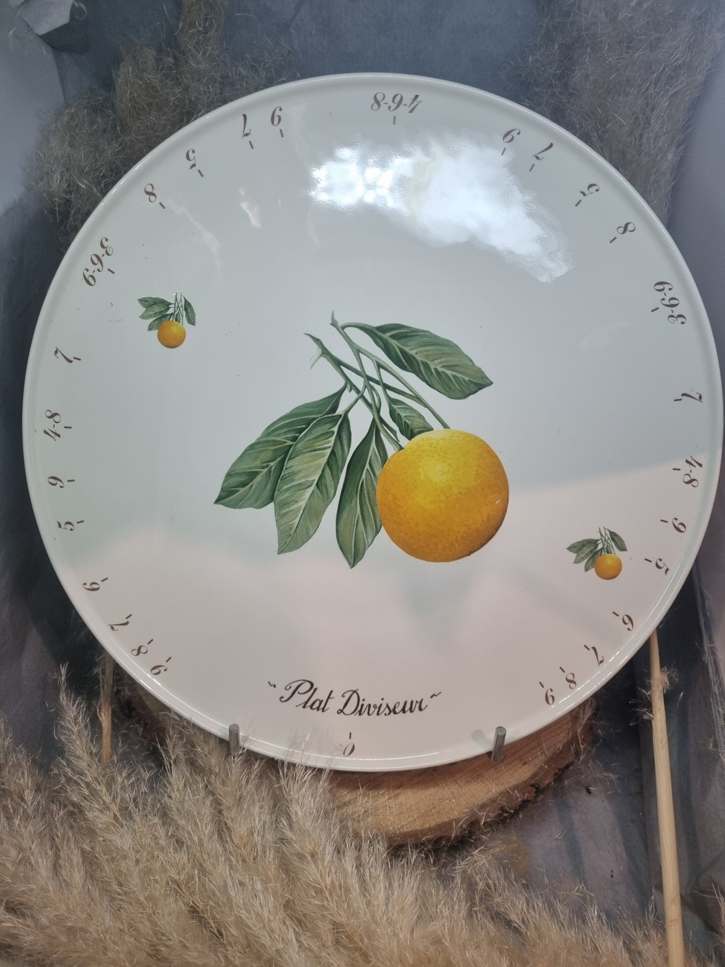 Plat à Tarte Diviseur en Porcelaine DECOR ORANGE