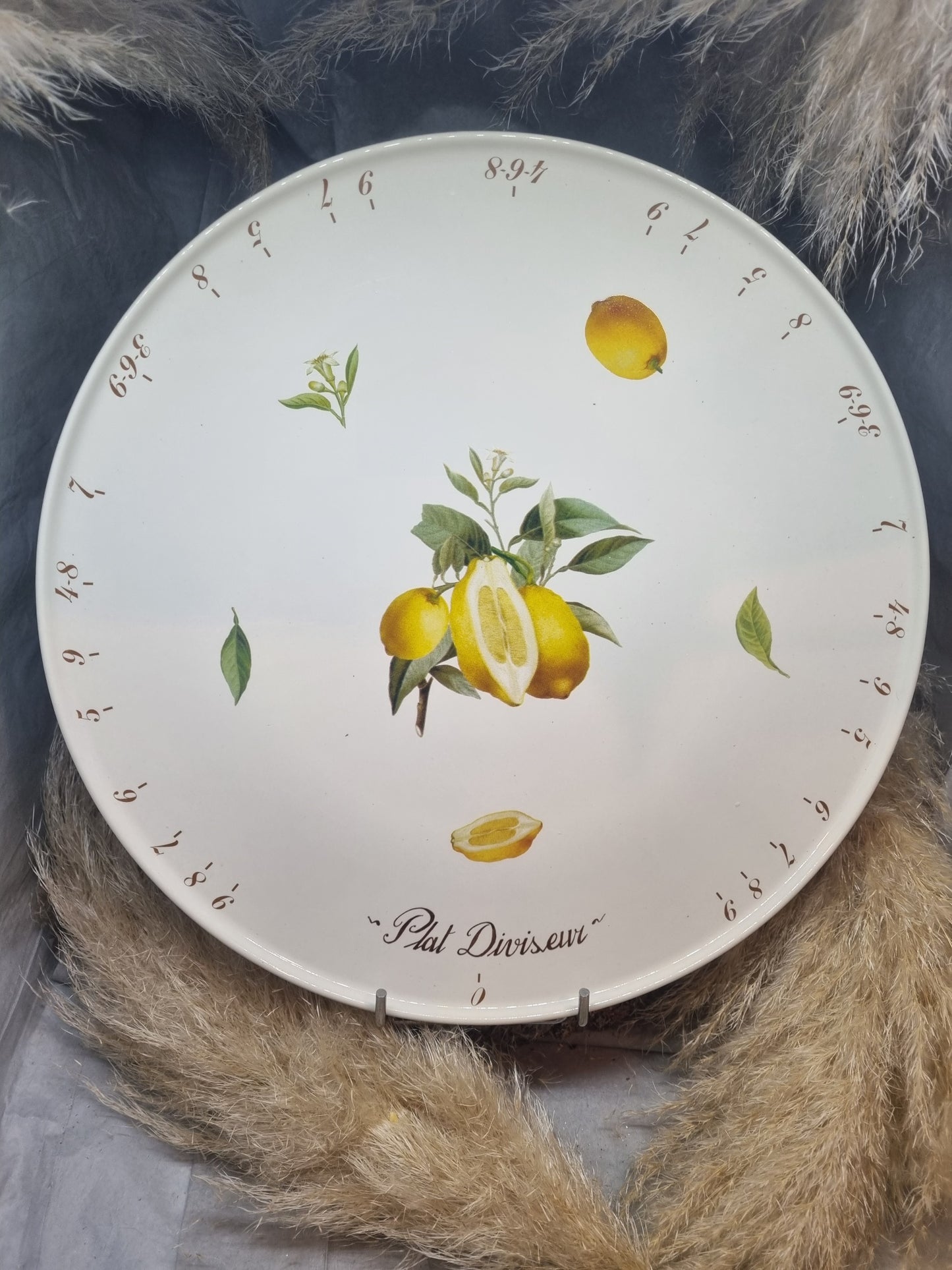 Plat à Tarte Diviseur en Porcelaine DECOR CITRON