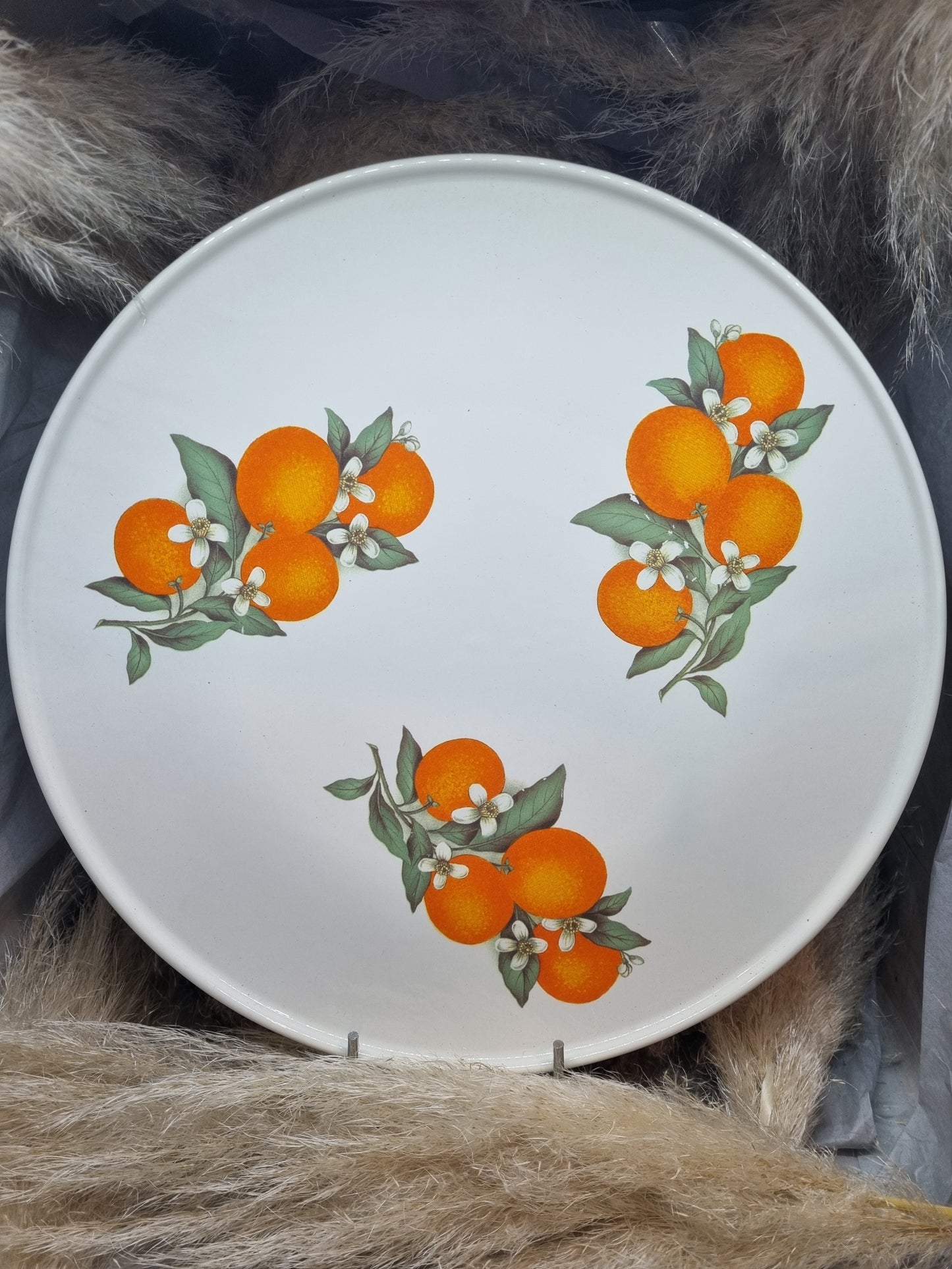 Plat à Tarte en Porcelaine Décor Orange