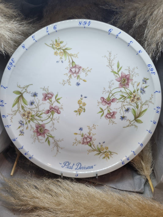 Plat à Tarte Diviseur en Porcelaine Fleur