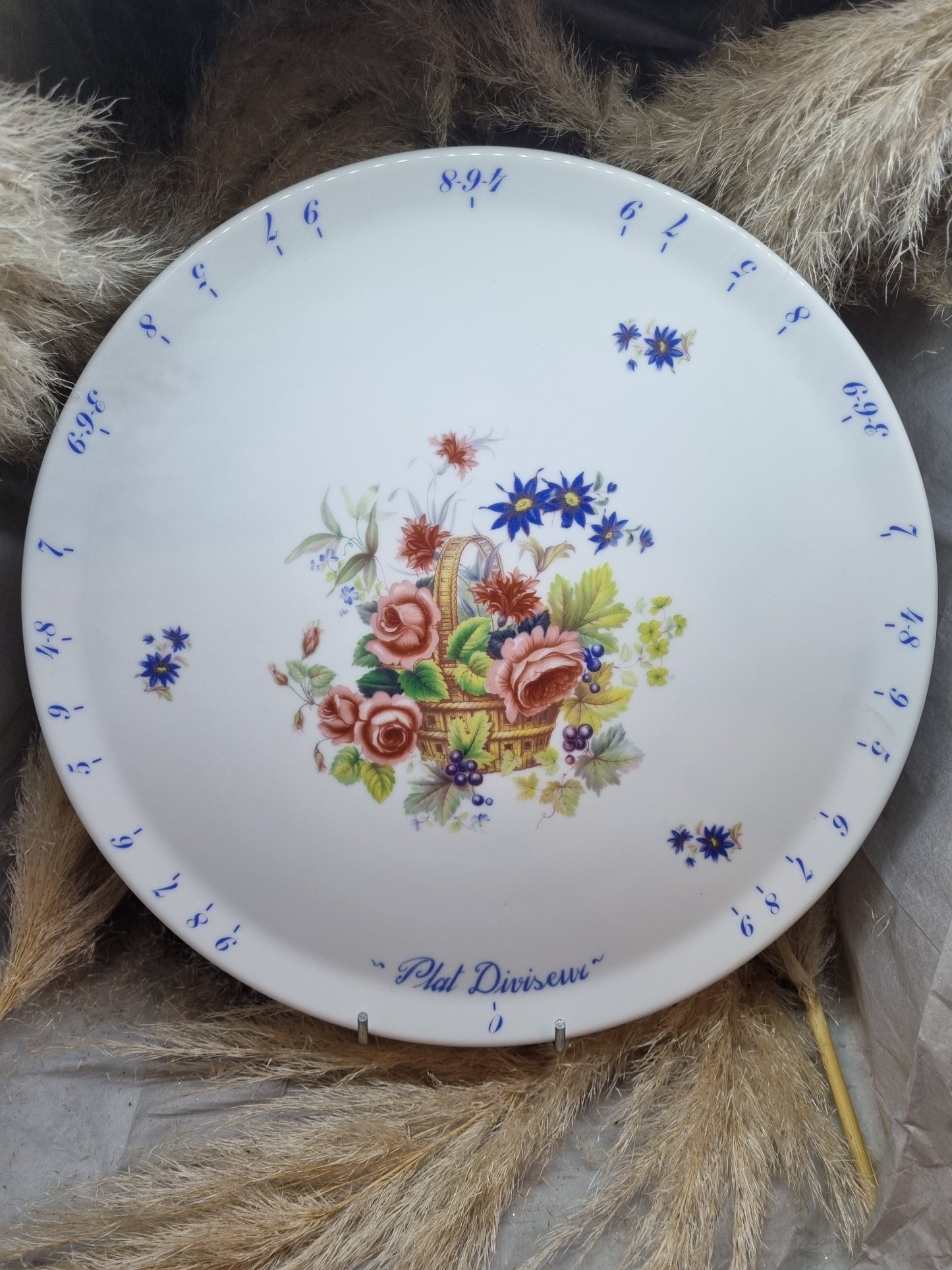 Plat à Tarte Diviseur en Porcelaine DECOR Fleurs
