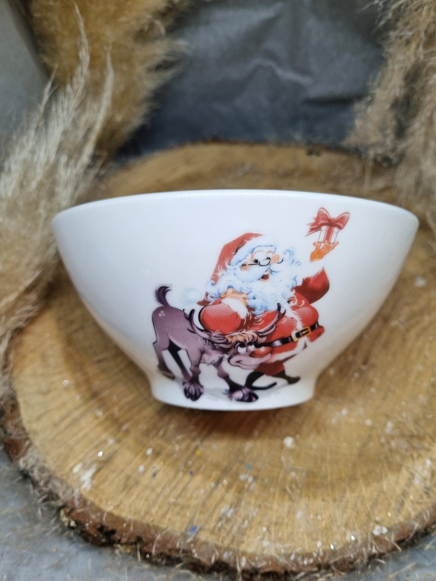 Bol en Porcelaine Décor Père Noël et Bonhomme de neige