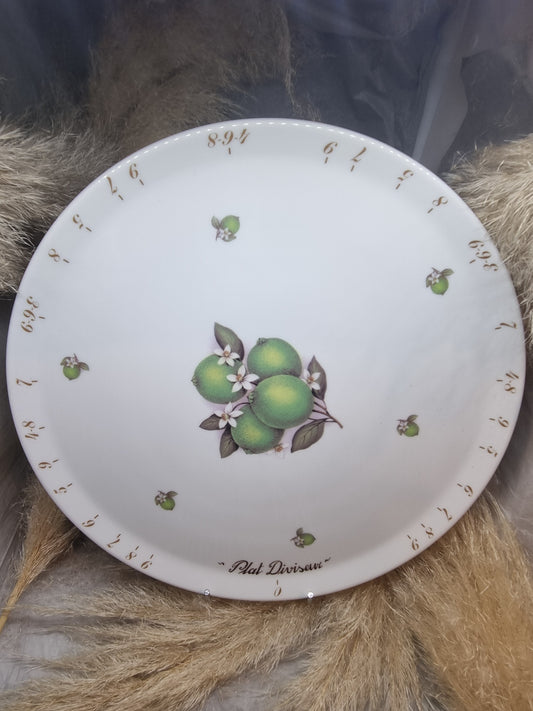 Plat à Tarte Diviseur en Porcelaine DECOR Citron Vert