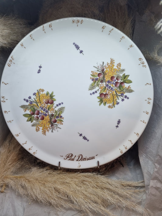 Plat à Tarte Diviseur en Porcelaine DECOR Fleurs