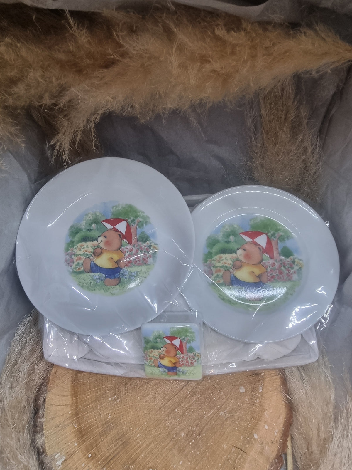 Assiette Calotte + Assiette Dessert + Bol Enfant Décor Nounours