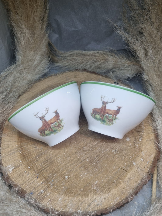 Coffret duo de 2 Bols en Porcelaine Gibier